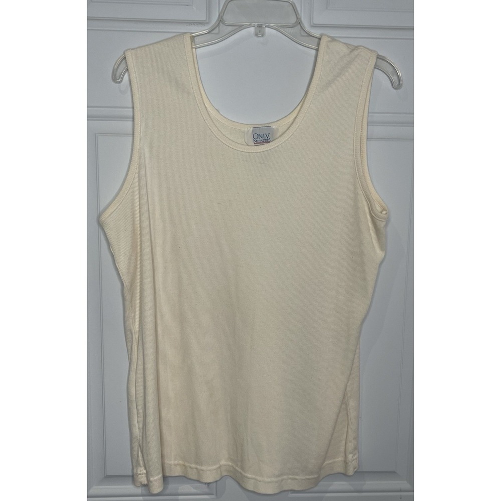 Only Necessities‎ Women's 1X Ivory Cream Ribbed Sleeveless Tank Top